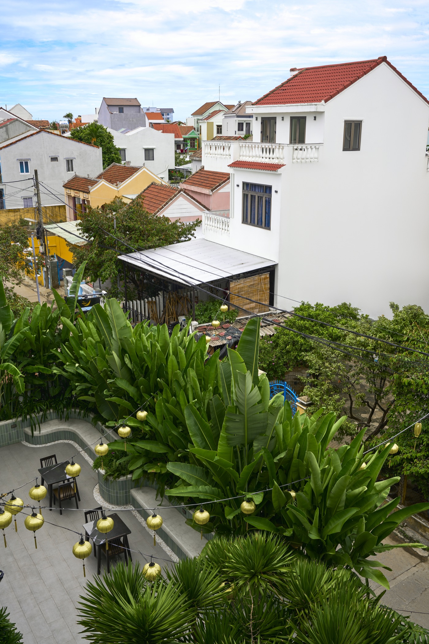 View over Hoi An's rooftops from a balcony